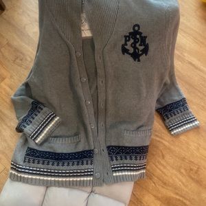 Mens Parish Nation sweater gently worn, Size 4XLG. Gray and blue with buttons